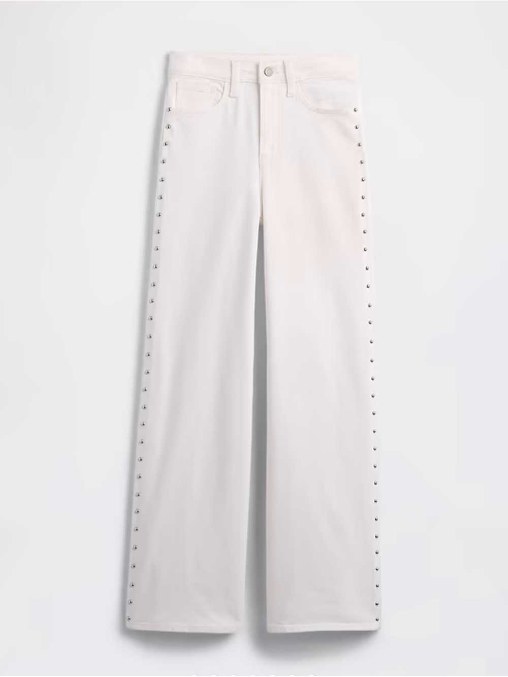 GAP White Wide-Leg Jeans with Side Studs